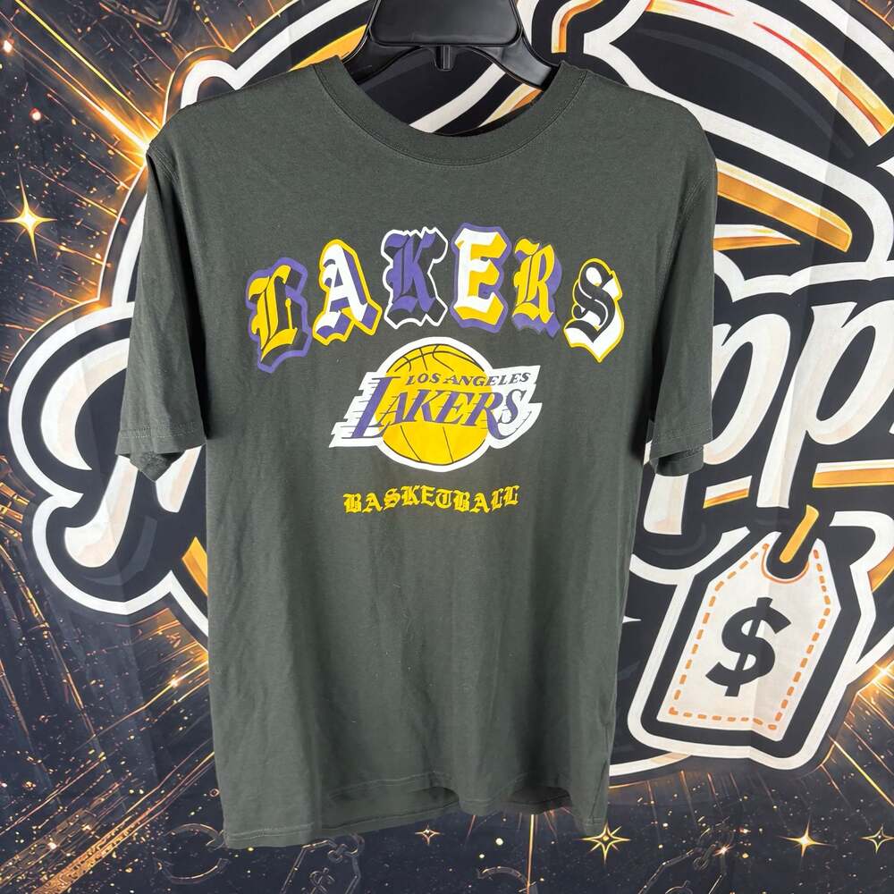 NBA Los Angeles Lakers Retro Tee Black Distressed Style Medium